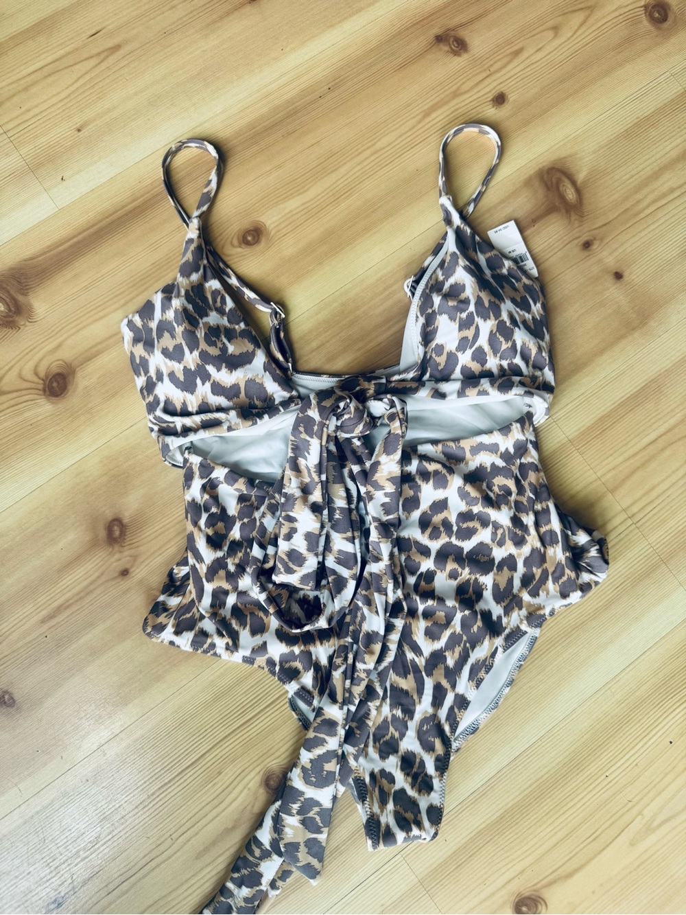 Aerie Brown and Cream Leopard-Print One-Piece Swimsuit